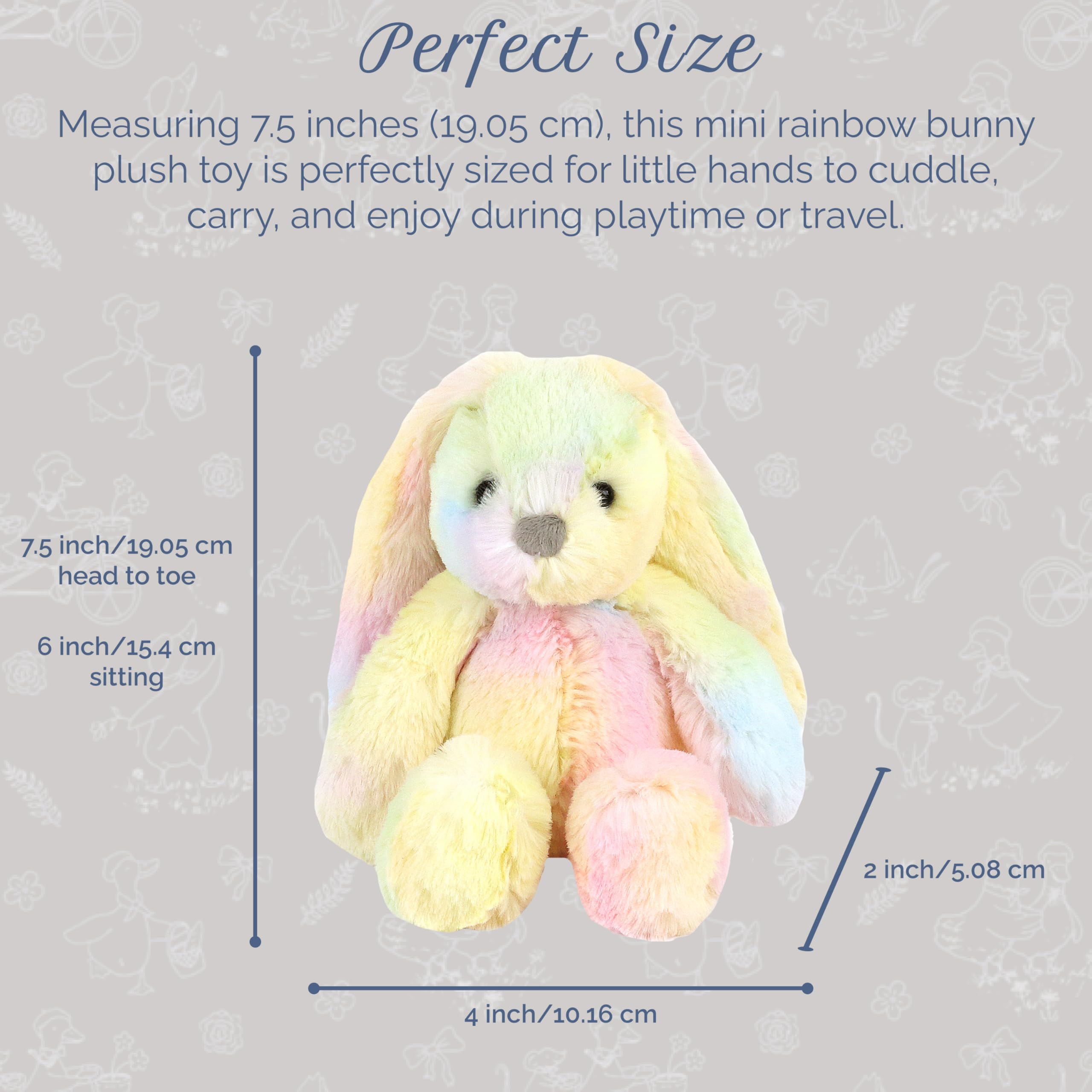 Amazon.com: MON AMI Mini Rainbow Bunny 7.5-Inch Stuffed Animal for